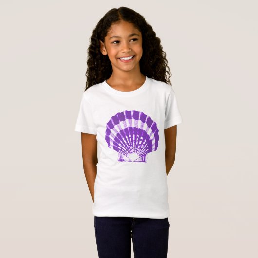Seashell - violet en wit t-shirt (Voorkant volledig)