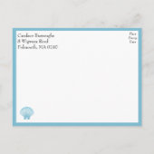 Seashell Vrijgezellenfeest Nautisch Blauw Strand K Uitnodiging Briefkaart (Achterkant)