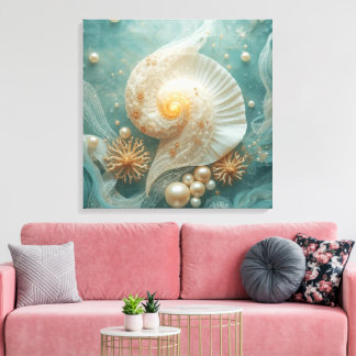 Seashell Wall Art – Coastal Beach Decor Canvas Afdruk