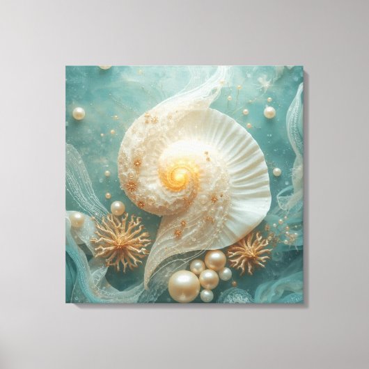Seashell Wall Art – Coastal Beach Decor Canvas Afdruk (Voorkant)