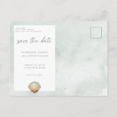 Seashell Watercolor Minimal Beach Photo Save Date Briefkaart (Achterkant)