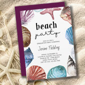 Seashell Waterverf Afstuderen Beach Party Kaart