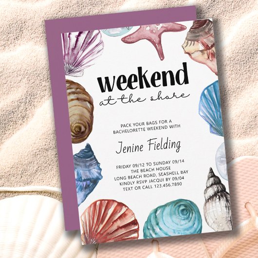 Seashell Waterverf Bachelorette Shore Weekend Kaart