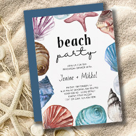 Seashell Waterverf Beach Party repesal Dinner Kaart