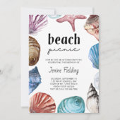 Seashell Waterverf Beach Picnic Birthday Kaart (Voorkant)