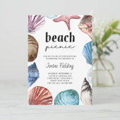 Seashell Waterverf Beach Picnic Birthday Kaart (Staand voorkant)