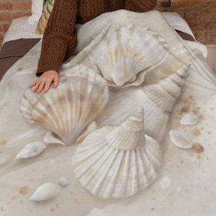 Seashell Waterverf Coastal Fleece Deken