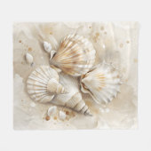Seashell Waterverf Coastal Fleece Deken (Voorkant (Horizontaal))