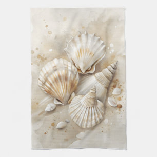 Seashell Waterverf Coastal Theedoek