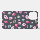 Seashell Waterverf: donkerblauw patroon Case-Mate iPhone Case (Achterkant (horizontaal))