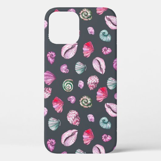 Seashell Waterverf: donkerblauw patroon Case-Mate iPhone Case (Achterkant)