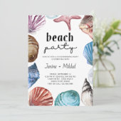 Seashell Waterverf House Warming Beach Party Kaart (Staand voorkant)