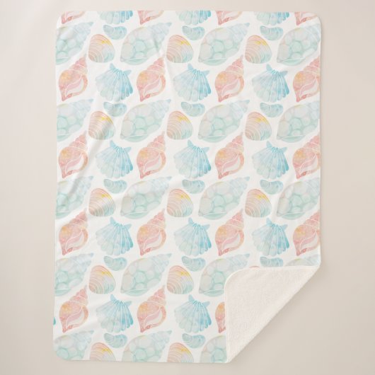 Seashell Waterverf Sherpa Blanket Deken (Voorkant)