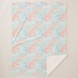 Seashell Waterverf Sherpa Blanket Deken