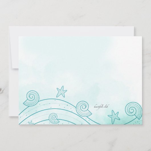 Seashell Wave Invitation Kaart (Achterkant)