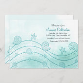 Seashell Wave Invitation Kaart (Voorkant / Achterkant)