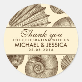 Seashell Wedding Favor Dank je Sticker