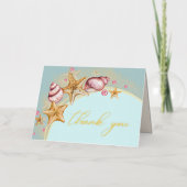 Seashell Wedding Gold Foil Hartelijk dank Folie Feestdagenkaart (Voorkant)