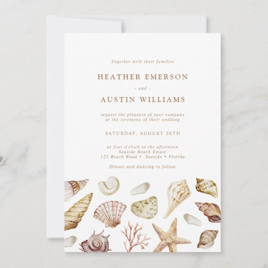 Seashell Wedding Kaart (Voorkant)