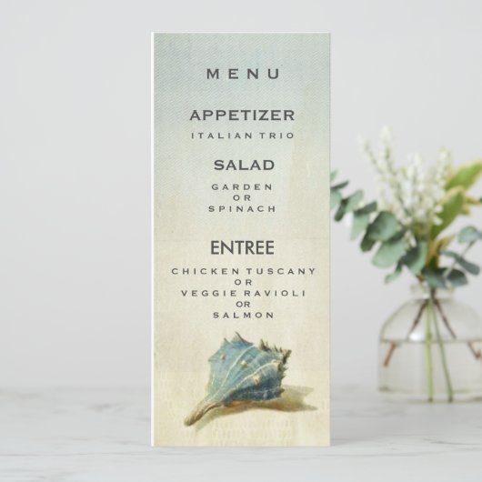  Seashell Wedding-menukaart Menu (Staand voorkant)