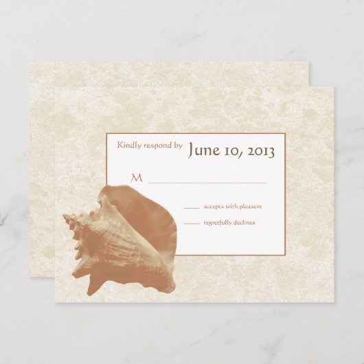 Seashell Wedding Response RSVP Kaartje (Voorkant / Achterkant)