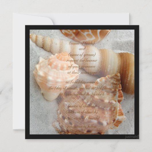 seashell white zandzand ii Uitnodiging (Voorkant)