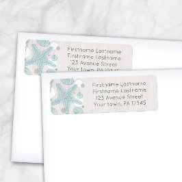 Seashell Whitewash Wood Beach Adresetiketten Etiket