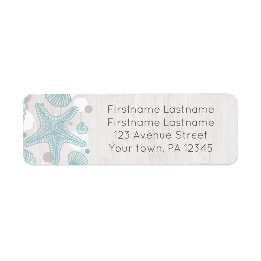 Seashell Whitewash Wood Beach Adresetiketten Etiket (Voorkant)