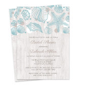 Seashell Whitewash Wood Bridal Shower Uitnodiging