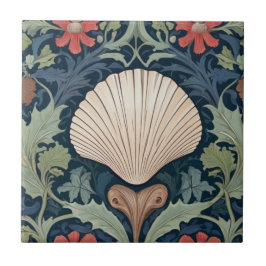 Seashell William Morris stijl oceaan thema bloemen Tegeltje