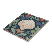 Seashell William Morris stijl oceaan thema bloemen Tegeltje (Zijkant)