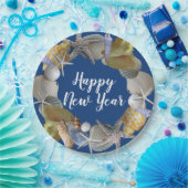 Seashell Wreath Beach Party Nieuwjaar Papieren Bordje (Feest)