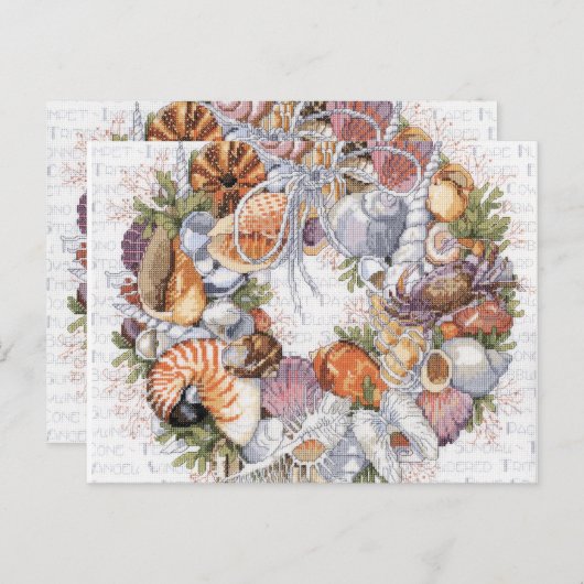 Seashell Wreath Card Briefkaart (Voorkant / Achterkant)