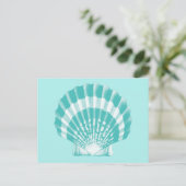 Seashell - zachte aqua en wit briefkaart (Staand voorkant)