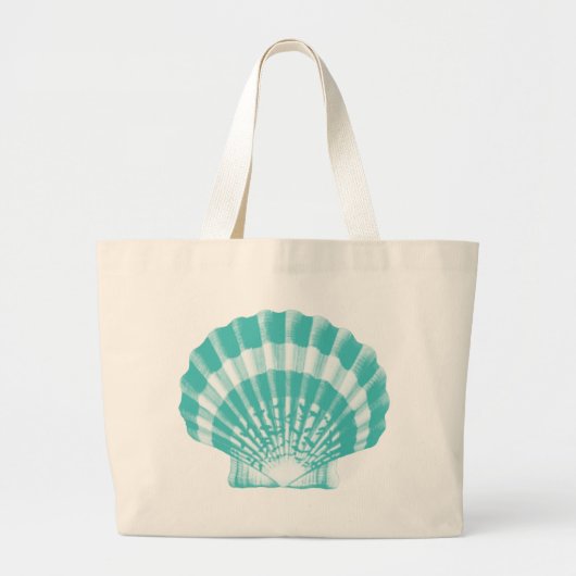 Seashell - zachte aqua en wit grote tote bag (Voorkant)