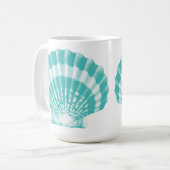 Seashell - zachte aqua en wit koffiemok (Voorkant links)