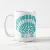 Seashell - zachte aqua en wit koffiemok (Links)