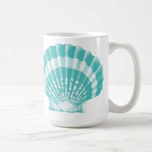 Seashell - zachte aqua en wit koffiemok (Rechts)