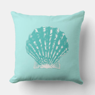 Seashell - zachte aqua en wit kussen