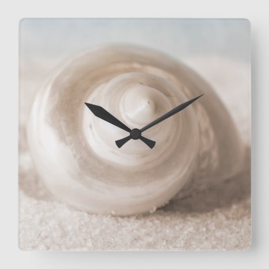 Seashell Zand Beach - Tropische Shells Sjabloon Vierkante Klok (Voorkant)