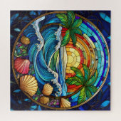Seashell zee gekleurd glas kunst puzzel (Horizontaal)