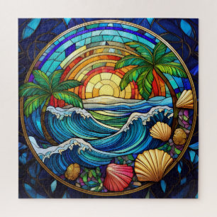 Seashell zee gekleurd glas kunst puzzel