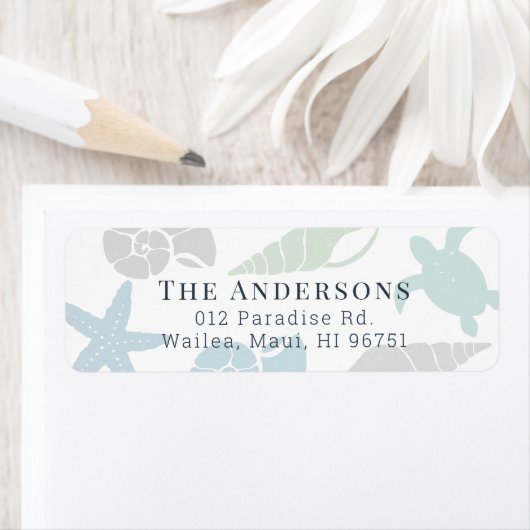 Seashell Zee Turtle Coastal Chic Address Label (Insitu)