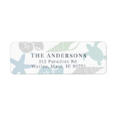 Seashell Zee Turtle Coastal Chic Address Label (Voorkant)