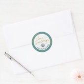 Seashell Zeeen & Greetings Coastal Holiday Envelop Ronde Sticker (Envelop)