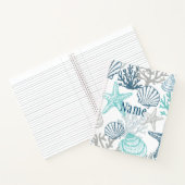 Seashell zeester patroon blauw en Blauwgroen naam Notitieboek (Binnen)