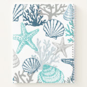 Seashell zeester patroon blauw en Blauwgroen naam Notitieboek (Achterkant)