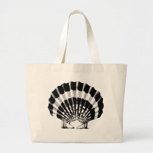 Seashell - zwart-wit grote tote bag