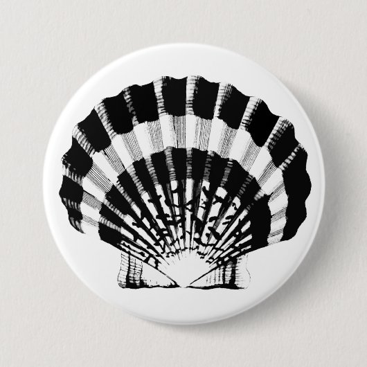 Seashell - zwart-wit ronde button 7,6 cm (Voorkant)