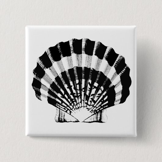 Seashell - zwart-wit vierkante button 5,1 cm (Voorkant)